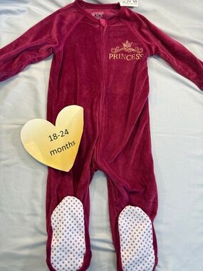 The Children's Place - NWT - Velour Princess Sleeper/Footie. 18-24 months